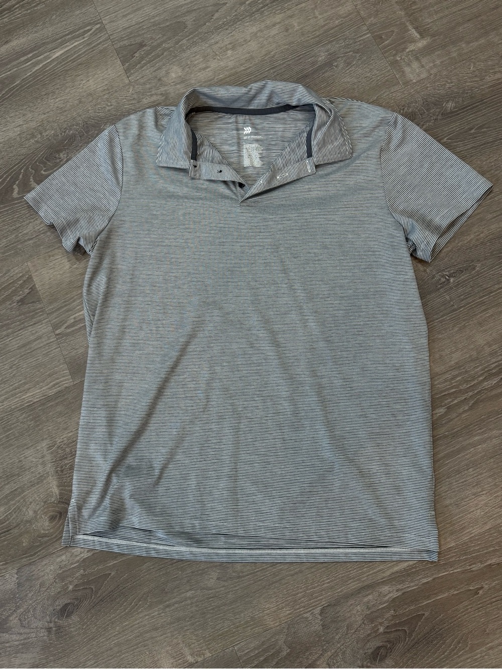 All in Motion Black & White Striped Athletic Polo
